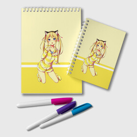 Блокнот с принтом Cat Girl в Тюмени, 100% бумага | 48 листов, плотность листов — 60 г/м2, плотность картонной обложки — 250 г/м2. Листы скреплены удобной пружинной спиралью. Цвет линий — светло-серый
 | Тематика изображения на принте: cat girl | девушка кошка | кэтгёл