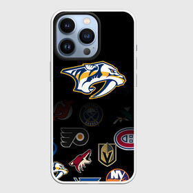 Чехол для iPhone 13 Pro с принтом NHL Nashville Predators (Z) в Тюмени,  |  | Тематика изображения на принте: anaheim ducks | arizona coyotes | boston bruins | buffalo sabres | canadiens de montreal | carolina hurricanes | chicago blackhawks | colorado | hockey | nashville predators | nhl | нхл | паттерн | спорт | хоккей