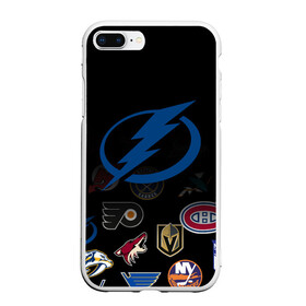 Чехол для iPhone 7Plus/8 Plus матовый с принтом NHL Tampa Bay Lightning (Z) в Тюмени, Силикон | Область печати: задняя сторона чехла, без боковых панелей | anaheim ducks | arizona coyotes | boston bruins | buffalo sabres | canadiens de montreal | carolina hurricanes | chicago blackhawks | colorado | hockey | nhl | tampa bay lightning | нхл | паттерн | спорт | хоккей