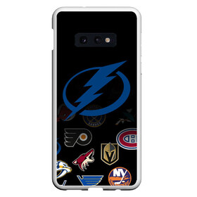 Чехол для Samsung S10E с принтом NHL Tampa Bay Lightning (Z) в Тюмени, Силикон | Область печати: задняя сторона чехла, без боковых панелей | anaheim ducks | arizona coyotes | boston bruins | buffalo sabres | canadiens de montreal | carolina hurricanes | chicago blackhawks | colorado | hockey | nhl | tampa bay lightning | нхл | паттерн | спорт | хоккей