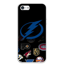 Чехол для iPhone 5/5S матовый с принтом NHL Tampa Bay Lightning (Z) в Тюмени, Силикон | Область печати: задняя сторона чехла, без боковых панелей | anaheim ducks | arizona coyotes | boston bruins | buffalo sabres | canadiens de montreal | carolina hurricanes | chicago blackhawks | colorado | hockey | nhl | tampa bay lightning | нхл | паттерн | спорт | хоккей