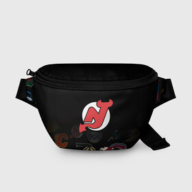 Поясная сумка 3D с принтом NHL New Jersey Devils (Z) в Тюмени, 100% полиэстер | плотная ткань, ремень с регулируемой длиной, внутри несколько карманов для мелочей, основное отделение и карман с обратной стороны сумки застегиваются на молнию | Тематика изображения на принте: anaheim ducks | arizona coyotes | boston bruins | buffalo sabres | calgary flames | carolina hurricanes | chicago blackhawks | colorado | hockey | new jersey devils | nhl | нхл | паттерн | спорт | хоккей