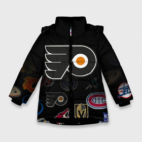 Зимняя куртка для девочек 3D с принтом NHL Philadelphia Flyers (Z) в Тюмени, ткань верха — 100% полиэстер; подклад — 100% полиэстер, утеплитель — 100% полиэстер. | длина ниже бедра, удлиненная спинка, воротник стойка и отстегивающийся капюшон. Есть боковые карманы с листочкой на кнопках, утяжки по низу изделия и внутренний карман на молнии. 

Предусмотрены светоотражающий принт на спинке, радужный светоотражающий элемент на пуллере молнии и на резинке для утяжки. | anaheim ducks | boston bruins | buffalo sabres | calgary flames | canadiens de montreal | carolina hurricanes | chicago blackhawks | colorado | hockey | nhl | philadelphia flyers | нхл | паттерн | спорт | хоккей