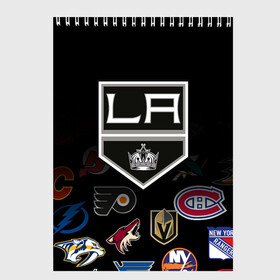 Скетчбук с принтом NHL Los Angeles Kings (Z) в Тюмени, 100% бумага
 | 48 листов, плотность листов — 100 г/м2, плотность картонной обложки — 250 г/м2. Листы скреплены сверху удобной пружинной спиралью | anaheim ducks | arizona coyotes | boston bruins | buffalo sabres | calgary flames | canadiens de montreal | carolina hurricanes | colorado | hockey | los angeles kings | nhl | нхл | паттерн | спорт | хоккей