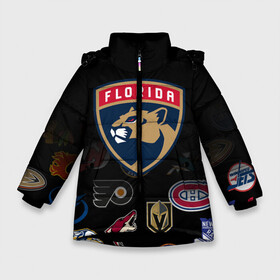 Зимняя куртка для девочек 3D с принтом NHL Florida Panthers (Z) в Тюмени, ткань верха — 100% полиэстер; подклад — 100% полиэстер, утеплитель — 100% полиэстер. | длина ниже бедра, удлиненная спинка, воротник стойка и отстегивающийся капюшон. Есть боковые карманы с листочкой на кнопках, утяжки по низу изделия и внутренний карман на молнии. 

Предусмотрены светоотражающий принт на спинке, радужный светоотражающий элемент на пуллере молнии и на резинке для утяжки. | anaheim ducks | arizona coyotes | boston bruins | buffalo sabres | calgary flames | canadiens de montreal | chicago blackhawks | colorado | florida panthers | hockey | nhl | нхл | паттерн | спорт | хоккей