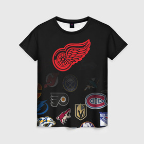Женская футболка 3D с принтом NHL Detroit Red Wings (Z) в Тюмени, 100% полиэфир ( синтетическое хлопкоподобное полотно) | прямой крой, круглый вырез горловины, длина до линии бедер | anaheim ducks | arizona coyotes | boston bruins | buffalo sabres | calgary flames | canadiens de montreal | carolina hurricanes | colorado | detroit red wings | hockey | nhl | нхл | паттерн | спорт | хоккей