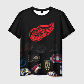 Мужская футболка 3D с принтом NHL Detroit Red Wings (Z) в Тюмени, 100% полиэфир | прямой крой, круглый вырез горловины, длина до линии бедер | anaheim ducks | arizona coyotes | boston bruins | buffalo sabres | calgary flames | canadiens de montreal | carolina hurricanes | colorado | detroit red wings | hockey | nhl | нхл | паттерн | спорт | хоккей