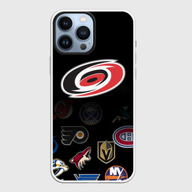 Чехол для iPhone 13 Pro Max с принтом NHL Carolina Hurricanes (Z) в Тюмени,  |  | Тематика изображения на принте: anaheim ducks | arizona coyotes | boston bruins | buffalo sabres | calgary flames | canadiens de montreal | carolina hurricanes | chicago blackhawks | colorado | hockey | nhl | нхл | паттерн | спорт | хоккей