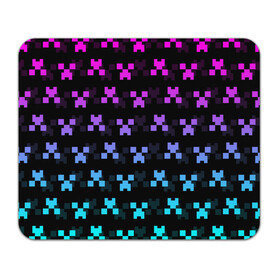 Коврик для мышки прямоугольный с принтом MINECRAFT CREEPER NEON в Тюмени, натуральный каучук | размер 230 х 185 мм; запечатка лицевой стороны | block | creeper | cube | minecraft | neon | pixel | блок | геометрия | крафт | крипер | кубики | майнкрафт | неон | пиксели