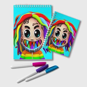 Блокнот с принтом 6IX9INE в Тюмени, 100% бумага | 48 листов, плотность листов — 60 г/м2, плотность картонной обложки — 250 г/м2. Листы скреплены удобной пружинной спиралью. Цвет линий — светло-серый
 | 6ix9ine | gooba | hernandez | tekashi