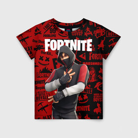 Детская футболка 3D с принтом FORTNITE x IKONIK в Тюмени, 100% гипоаллергенный полиэфир | прямой крой, круглый вырез горловины, длина до линии бедер, чуть спущенное плечо, ткань немного тянется | deadmau5 | fortnite | fortnite 2 | fortnite x маршмелло | ikonik | marshmello | ninja | ninja streamer | raven | travis scott | ворон | иконик | ниндзя | пили | рейвен | трэвис скотт | фортнайт