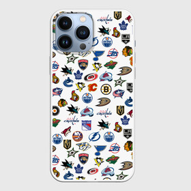 Чехол для iPhone 13 Pro Max с принтом NHL PATTERN | НХЛ (Z) в Тюмени,  |  | Тематика изображения на принте: anaheim ducks | arizona coyotes | boston bruins | buffalo sabres | calgary flames | canadiens de montreal | carolina hurricanes | chicago blackhawks | colorado | hockey | nhl | нхл | паттерн | спорт | хоккей