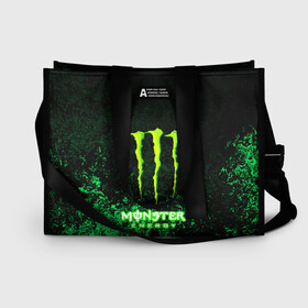 Сумка-шоппер 3D с принтом MONSTER ENERGY в Тюмени, 100% полиэстер | застегивается на металлическую кнопку; внутренний карман застегивается на молнию. Стенки укреплены специальным мягким материалом, чтобы защитить содержимое от несильных ударов
 | amg | auto | bmw | honda | jdm | mercedes | nissan | porsche | racing | sport | subar | toyota | автомобил | автомобильные | киа | лексус | марка | машины | митсубиси | ниссан | порше | спорт | субару | тесла | тойота | хонда