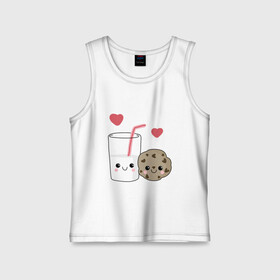 Детская майка хлопок с принтом Milk and Cookies Love в Тюмени,  |  | coockie | friend | minimalism | дружба | любовь | минимализм | молоко | печенье | печенька | печеньки