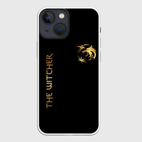 Чехол для iPhone 13 mini с принтом The Witcher Gold в Тюмени,  |  | the witcher | witcher | ведьмак | ведьмак дикая охота | волк | геральд | геральд из ривии | значки | золотой значок | лого | руны | сериал witcher | сериал ведьмак | символика из сериала | сойка