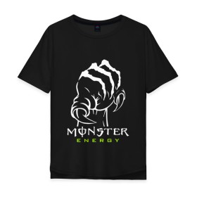 Мужская футболка хлопок Oversize с принтом MONSTER ENERGY (Z) в Тюмени, 100% хлопок | свободный крой, круглый ворот, “спинка” длиннее передней части | black monster | bmx | claw | cybersport | energy | monster | monster energy | moto | motocross | race | sport | киберспорт | когти | монстер энерджи | монстр | мото | мотокросс | ралли | скейтбординг | спорт | т | энергия