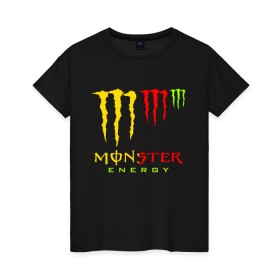 Женская футболка хлопок с принтом MONSTER ENERGY (Z) в Тюмени, 100% хлопок | прямой крой, круглый вырез горловины, длина до линии бедер, слегка спущенное плечо | black monster | bmx | claw | cybersport | energy | monster | monster energy | moto | motocross | race | sport | киберспорт | когти | монстер энерджи | монстр | мото | мотокросс | ралли | скейтбординг | спорт | энергия