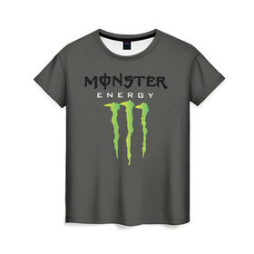 Женская футболка 3D с принтом MONSTER ENERGY (Z) в Тюмени, 100% полиэфир ( синтетическое хлопкоподобное полотно) | прямой крой, круглый вырез горловины, длина до линии бедер | black monster | bmx | claw | cybersport | energy | monster | monster energy | moto | motocross | race | sport | киберспорт | когти | монстер энерджи | монстр | мото | мотокросс | ралли | скейтбординг | спорт | энергия