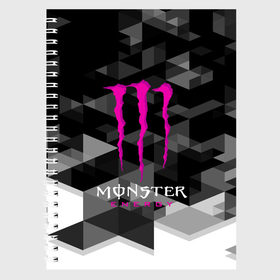 Тетрадь с принтом MONSTER ENERGY (Z) в Тюмени, 100% бумага | 48 листов, плотность листов — 60 г/м2, плотность картонной обложки — 250 г/м2. Листы скреплены сбоку удобной пружинной спиралью. Уголки страниц и обложки скругленные. Цвет линий — светло-серый
 | black monster | bmx | claw | cybersport | energy | monster | monster energy | moto | motocross | race | sport | киберспорт | когти | монстер энерджи | монстр | мото | мотокросс | ралли | скейтбординг | спорт | энергия