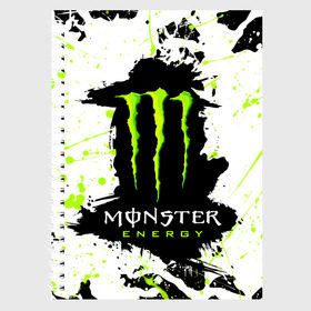Тетрадь с принтом MONSTER ENERGY (Z) в Тюмени, 100% бумага | 48 листов, плотность листов — 60 г/м2, плотность картонной обложки — 250 г/м2. Листы скреплены сбоку удобной пружинной спиралью. Уголки страниц и обложки скругленные. Цвет линий — светло-серый
 | black monster | bmx | claw | cybersport | energy | monster | monster energy | moto | motocross | race | sport | киберспорт | когти | монстер энерджи | монстр | мото | мотокросс | ралли | скейтбординг | спорт | т | энергия