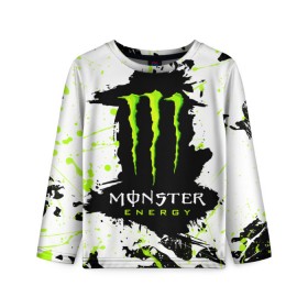 Детский лонгслив 3D с принтом MONSTER ENERGY (Z) в Тюмени, 100% полиэстер | длинные рукава, круглый вырез горловины, полуприлегающий силуэт
 | black monster | bmx | claw | cybersport | energy | monster | monster energy | moto | motocross | race | sport | киберспорт | когти | монстер энерджи | монстр | мото | мотокросс | ралли | скейтбординг | спорт | т | энергия