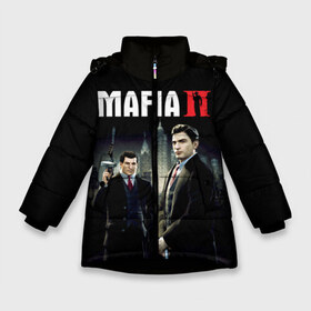 Зимняя куртка для девочек 3D с принтом Mafia IIDefinitive Edition в Тюмени, ткань верха — 100% полиэстер; подклад — 100% полиэстер, утеплитель — 100% полиэстер. | длина ниже бедра, удлиненная спинка, воротник стойка и отстегивающийся капюшон. Есть боковые карманы с листочкой на кнопках, утяжки по низу изделия и внутренний карман на молнии. 

Предусмотрены светоотражающий принт на спинке, радужный светоотражающий элемент на пуллере молнии и на резинке для утяжки. | definitive edition | mafia | mafia ii | вито скалетта | генри томасино | джо барбаро | игра | лео галанте | мафия | мафия 2 | томас анджело | франческа | фрэнк винчи | шутер | эдди скарпа