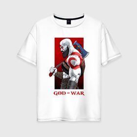 Женская футболка хлопок Oversize с принтом GOD OF WAR в Тюмени, 100% хлопок | свободный крой, круглый ворот, спущенный рукав, длина до линии бедер
 | ascension | betrayal | chains of olympus | cratos | ghost of sparta | god of war | hack and slash | kratos | бог войны | кратос