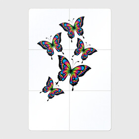Магнитный плакат 2Х3 с принтом Радужные бабочки в Тюмени, Полимерный материал с магнитным слоем | 6 деталей размером 9*9 см | ангел | бабочка | бабочки | весна | девочкам | девушке | крылья | лето | любовь | милый | насекомые | нежный | неоновый | подарок | природа | радужный | романтика | солнечный | цветочки