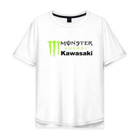 Мужская футболка хлопок Oversize с принтом KAWASAKI (Z) в Тюмени, 100% хлопок | свободный крой, круглый ворот, “спинка” длиннее передней части | Тематика изображения на принте: bike | energy | kawasaki | monster | monster energy | moto | motocross | ninja | sport | zzr | кавасаки | кавасаки ниндзя | монстер энерджи | монстр | мото | мотокросс | ниндзя | спорт | энергия