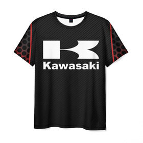 Мужская футболка 3D с принтом KAWASAKI (Z) в Тюмени, 100% полиэфир | прямой крой, круглый вырез горловины, длина до линии бедер | bike | kawasaki | moto | motocycle | ninja | sportmotorcycle | zzr | кавасаки | кавасаки ниндзя | мото | мотоспорт | ниндзя