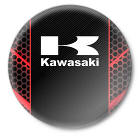 Значок с принтом KAWASAKI | КАВАСАКИ (Z) в Тюмени,  металл | круглая форма, металлическая застежка в виде булавки | Тематика изображения на принте: bike | kawasaki | moto | motocycle | ninja | sportmotorcycle | zzr | кавасаки | кавасаки ниндзя | мото | мотоспорт | ниндзя