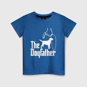 Детская футболка хлопок с принтом The Dogfather - пародия  в Тюмени, 100% хлопок | круглый вырез горловины, полуприлегающий силуэт, длина до линии бедер | godfather | крестный отец | лабрадор | ретривер | собака | собачник | хобби