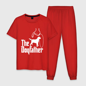 Мужская пижама хлопок с принтом The Dogfather - пародия  в Тюмени, 100% хлопок | брюки и футболка прямого кроя, без карманов, на брюках мягкая резинка на поясе и по низу штанин
 | godfather | крестный отец | лабрадор | ретривер | собака | собачник | хобби