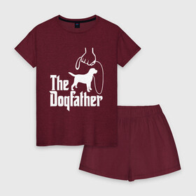 Женская пижама с шортиками хлопок с принтом The Dogfather - пародия в Тюмени, 100% хлопок | футболка прямого кроя, шорты свободные с широкой мягкой резинкой | godfather | крестный отец | лабрадор | ретривер | собака | собачник | хобби