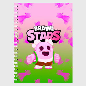 Тетрадь с принтом Sakura Spike Brawl Stars в Тюмени, 100% бумага | 48 листов, плотность листов — 60 г/м2, плотность картонной обложки — 250 г/м2. Листы скреплены сбоку удобной пружинной спиралью. Уголки страниц и обложки скругленные. Цвет линий — светло-серый
 | brawl | brawl stars | sakura spike | spike | бравл | бравл кактус | бравл старс | кактус | сакура спайк | спайк | спайк бравл старс