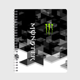 Тетрадь с принтом MONSTER ENERGY в Тюмени, 100% бумага | 48 листов, плотность листов — 60 г/м2, плотность картонной обложки — 250 г/м2. Листы скреплены сбоку удобной пружинной спиралью. Уголки страниц и обложки скругленные. Цвет линий — светло-серый
 | black monster | bmx | claw | cybersport | energy | monster | monster energy | moto | motocross | race | sport | киберспорт | когти | монстер энерджи | монстр | мото | мотокросс | ралли | скейтбординг | спорт | энергия