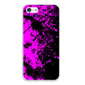 Чехол для iPhone 5/5S матовый с принтом Чёрная магия в Тюмени, Силикон | Область печати: задняя сторона чехла, без боковых панелей | paint | paints | брызги | брызги краски | брызги красок | краска | краски | пятна краски | разводы | разводы краски | смешивание красок | фиолетово черный | фон | цвета
