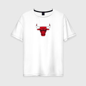 Женская футболка хлопок Oversize с принтом CHICAGO BULLS в Тюмени, 100% хлопок | свободный крой, круглый ворот, спущенный рукав, длина до линии бедер
 | bulls | chicago | chicago bulls | nba | red bulls | usa | америка | быки | нба | сша | чикаго буллс