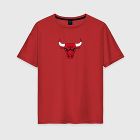 Женская футболка хлопок Oversize с принтом CHICAGO BULLS в Тюмени, 100% хлопок | свободный крой, круглый ворот, спущенный рукав, длина до линии бедер
 | bulls | chicago | chicago bulls | nba | red bulls | usa | америка | быки | нба | сша | чикаго буллс