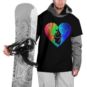 Накидка на куртку 3D с принтом Сердечко в Тюмени, 100% полиэстер |  | Тематика изображения на принте: bts | rm | бойбенд | бтс | ви | джонгук | корейское сердечко | любовь | музыка | сердце | сюги | чимин | чин