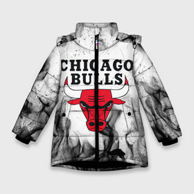 Зимняя куртка для девочек 3D с принтом CHICAGO BULLS в Тюмени, ткань верха — 100% полиэстер; подклад — 100% полиэстер, утеплитель — 100% полиэстер. | длина ниже бедра, удлиненная спинка, воротник стойка и отстегивающийся капюшон. Есть боковые карманы с листочкой на кнопках, утяжки по низу изделия и внутренний карман на молнии. 

Предусмотрены светоотражающий принт на спинке, радужный светоотражающий элемент на пуллере молнии и на резинке для утяжки. | Тематика изображения на принте: bulls | chicago | chicago bulls | nba | red bulls | usa | америка | быки | нба | сша | чикаго буллс