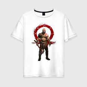 Женская футболка хлопок Oversize с принтом GOD OF WAR в Тюмени, 100% хлопок | свободный крой, круглый ворот, спущенный рукав, длина до линии бедер
 | ascension | betrayal | chains of olympus | cratos | ghost of sparta | god of war | hack and slash | kratos | бог войны | кратос