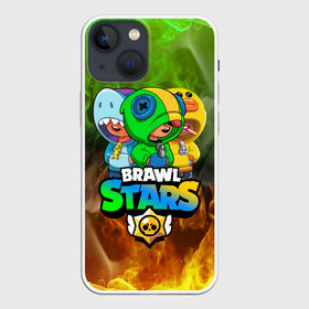 Чехол для iPhone 13 mini с принтом BRAWL STARS LEON TRIO в Тюмени,  |  | bibi | brawl stars | coach mike | crow | gale | leon | leon shark | max | mecha crow | mortis | mr.p | phoenix | sally leon | sandy | spike | sprout | tara | unicorn | virus 8 bit | werewolf | ворон | оборотень