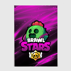 Постер с принтом СПАЙК BRAWL STARS в Тюмени, 100% бумага
 | бумага, плотность 150 мг. Матовая, но за счет высокого коэффициента гладкости имеет небольшой блеск и дает на свету блики, но в отличии от глянцевой бумаги не покрыта лаком | brawl stars spike | spike | бравл старс спайк | бравлер | кактус | спайк | спайк brawl stars