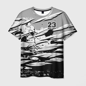 Мужская футболка 3D с принтом Michael Jordan 23 в Тюмени, 100% полиэфир | прямой крой, круглый вырез горловины, длина до линии бедер | 23 | bulls | chicago | jeffrey | jordan | michael | mvp | space jam | майкл джордан | чикаго буллз