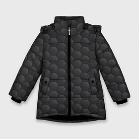 Зимняя куртка для девочек 3D с принтом Чёрная броня в Тюмени, ткань верха — 100% полиэстер; подклад — 100% полиэстер, утеплитель — 100% полиэстер. | длина ниже бедра, удлиненная спинка, воротник стойка и отстегивающийся капюшон. Есть боковые карманы с листочкой на кнопках, утяжки по низу изделия и внутренний карман на молнии. 

Предусмотрены светоотражающий принт на спинке, радужный светоотражающий элемент на пуллере молнии и на резинке для утяжки. | бронь | броня | кибер бронь | кибер броня | кибербронь | киберброня | нано бронь | нано броня | нанобронь | наноброня | силовая броня | узор | щит | экзо бронь | экзо броня | экзоброня | энергощит