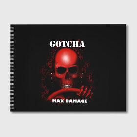 Альбом для рисования с принтом Gotcha в Тюмени, 100% бумага
 | матовая бумага, плотность 200 мг. | 666 | 999 | car | game | gotcha | max damage | old school | череп