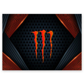 Поздравительная открытка с принтом MONSTER ENERGY (Z) в Тюмени, 100% бумага | плотность бумаги 280 г/м2, матовая, на обратной стороне линовка и место для марки
 | black monster | bmx | claw | cybersport | energy | monster | monster energy | moto | motocross | race | sport | киберспорт | когти | монстер энерджи | монстр | мото | мотокросс | ралли | скейтбординг | спорт | то | энергия