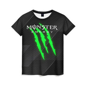 Женская футболка 3D с принтом MONSTER ENERGY (Z) в Тюмени, 100% полиэфир ( синтетическое хлопкоподобное полотно) | прямой крой, круглый вырез горловины, длина до линии бедер | black monster | bmx | claw | cybersport | energy | monster | monster energy | moto | motocross | race | sport | киберспорт | когти | монстер энерджи | монстр | мото | мотокросс | ралли | скейтбординг | спорт | то | энергия
