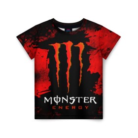 Детская футболка 3D с принтом MONSTER ENERGY (Z) в Тюмени, 100% гипоаллергенный полиэфир | прямой крой, круглый вырез горловины, длина до линии бедер, чуть спущенное плечо, ткань немного тянется | black monster | bmx | claw | cybersport | energy | monster | monster energy | moto | motocross | race | sport | киберспорт | когти | монстер энерджи | монстр | мото | мотокросс | ралли | скейтбординг | спорт | энергия